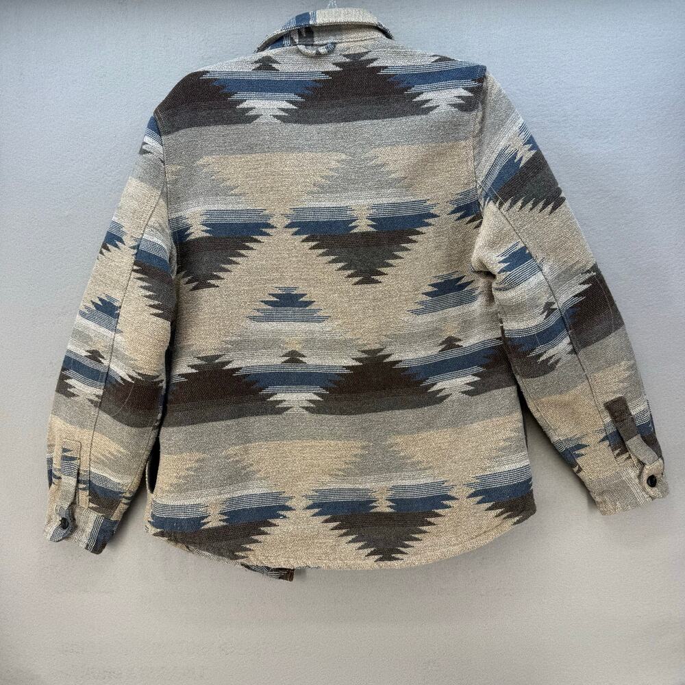 Jachs New York Shacket Men's M Brown Blue Tan Aztec 10% Wool Southwestern EUC - Picture 2 of 16